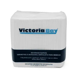 Beverage Napkins 9" X 9" White Paper 1 Ply 4000/Case