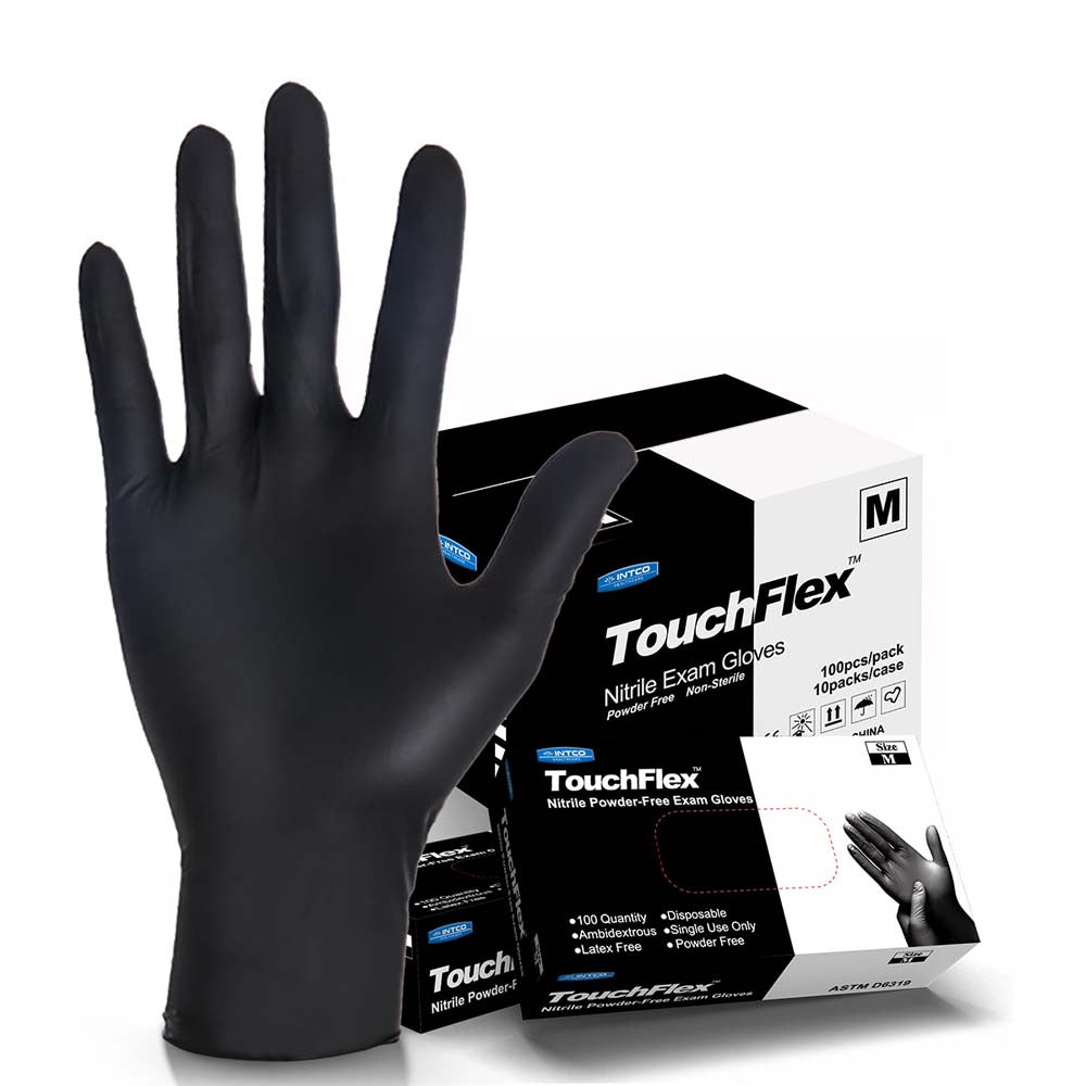 TOUCHFLEX NITRILE GLOVES EXTRA LARGE BLACK 100/BOX